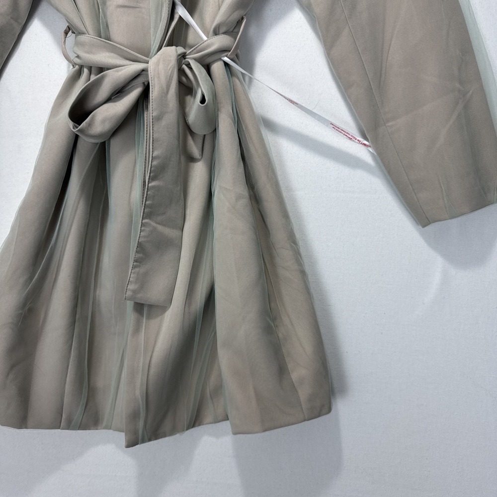 NWT Missguided Plus Size Organza Overlay Blazer Dress Womans 16 Mesh Tan - Picture 5 of 13